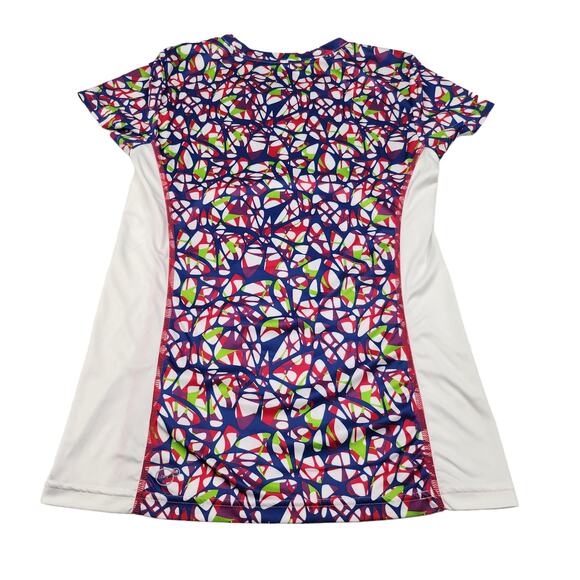 Puma Shirt Womens XS White Multicolor Fitted Workout Gym Yoga Slimming Stretchy - Picture 9 of 12